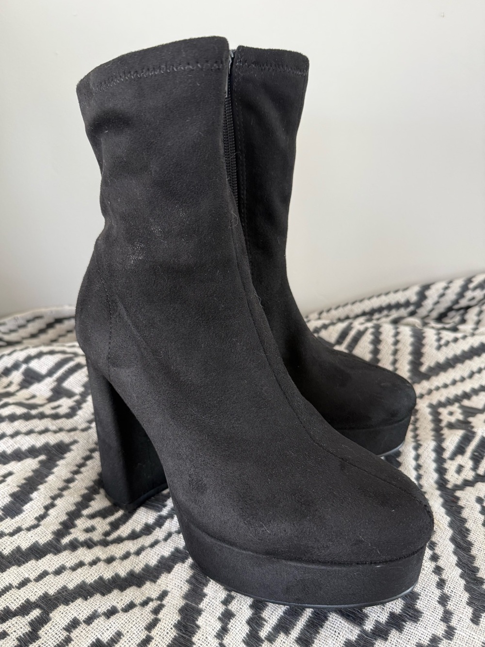 Madden Girl Black Suede Platform Ankle Boots